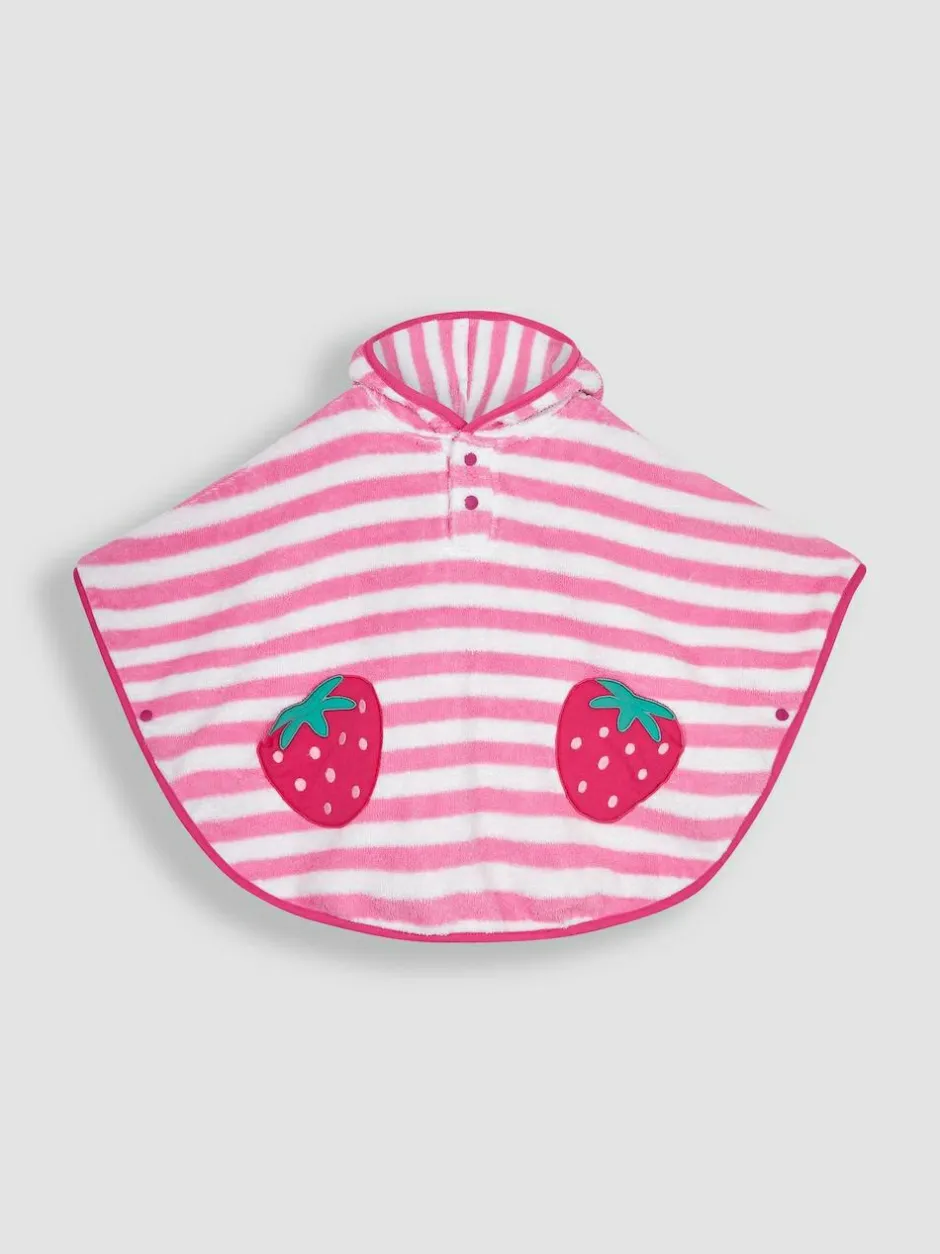 Jojo Maman Bébé Pink Strawberry Towelling Poncho New