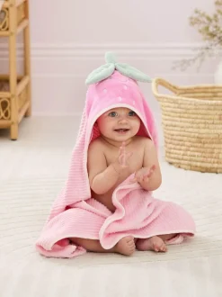 Jojo Maman Bébé Pink Strawberry Character Hooded Towel Clearance