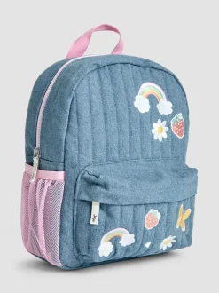 Jojo Maman Bébé Quilted Denim Embroidered Medium Backpack Clearance