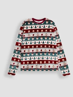 Jojo Maman Bébé Red Men's Christmas Fair Isle Fleece Pyjama Set New