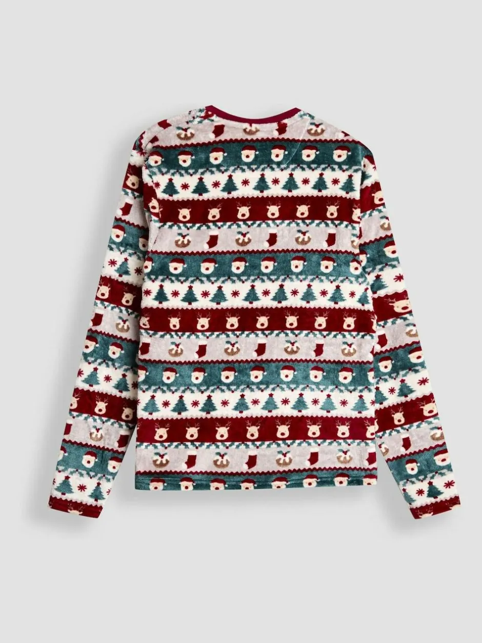 Jojo Maman Bébé Red Men's Christmas Fair Isle Fleece Pyjama Set New