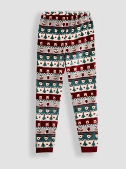 Jojo Maman Bébé Red Men's Christmas Fair Isle Fleece Pyjama Set New