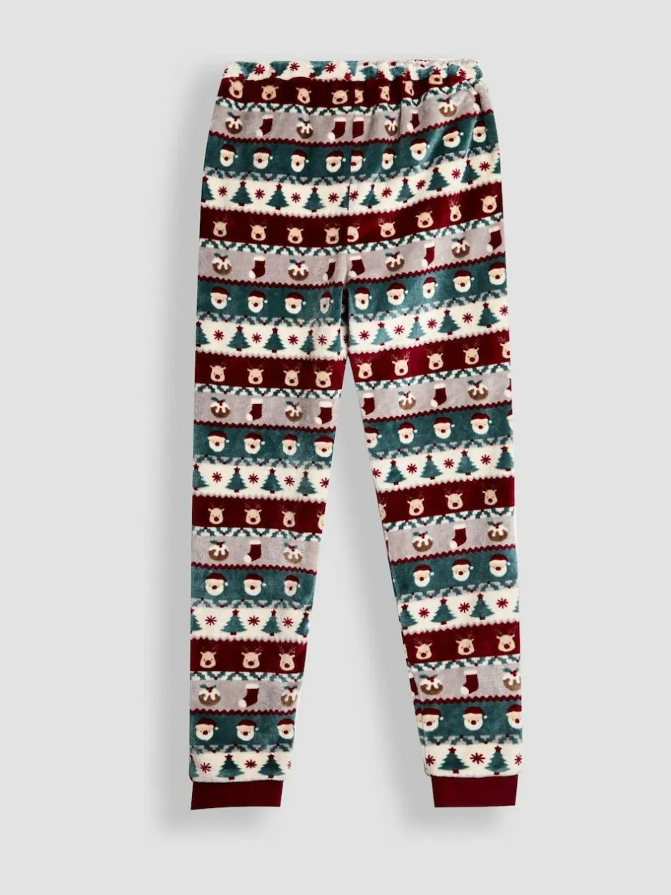 Jojo Maman Bébé Red Men's Christmas Fair Isle Fleece Pyjama Set New