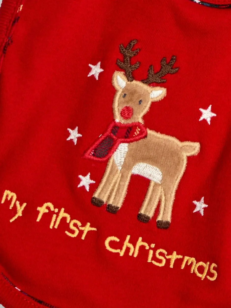 Jojo Maman Bébé Red My First Christmas Reindeer Bib Sale