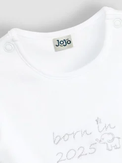 Jojo Maman Bébé White Born In 2025 Embroidered Body Hot
