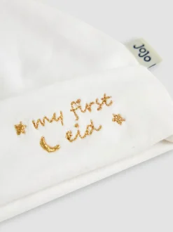 Jojo Maman Bébé Cotton Embroidered Baby Hat White New