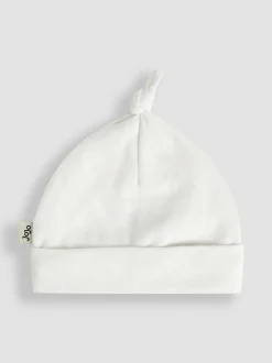 Jojo Maman Bébé Cotton Embroidered Baby Hat White New