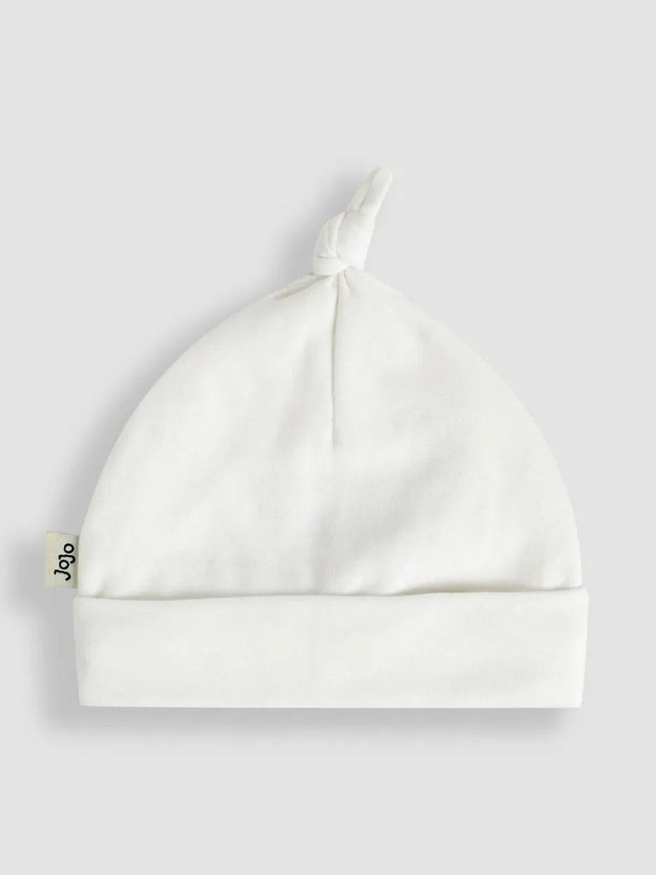 Jojo Maman Bébé Cotton Embroidered Baby Hat White New