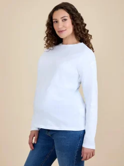 Jojo Maman Bébé Long Sleeve Boyfriend Maternity T-Shirt White