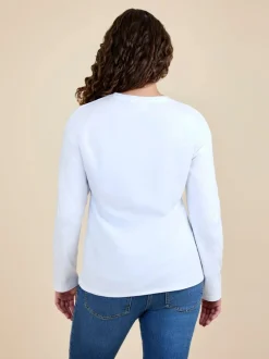 Jojo Maman Bébé Long Sleeve Boyfriend Maternity T-Shirt White