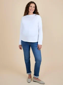 Jojo Maman Bébé Long Sleeve Boyfriend Maternity T-Shirt White