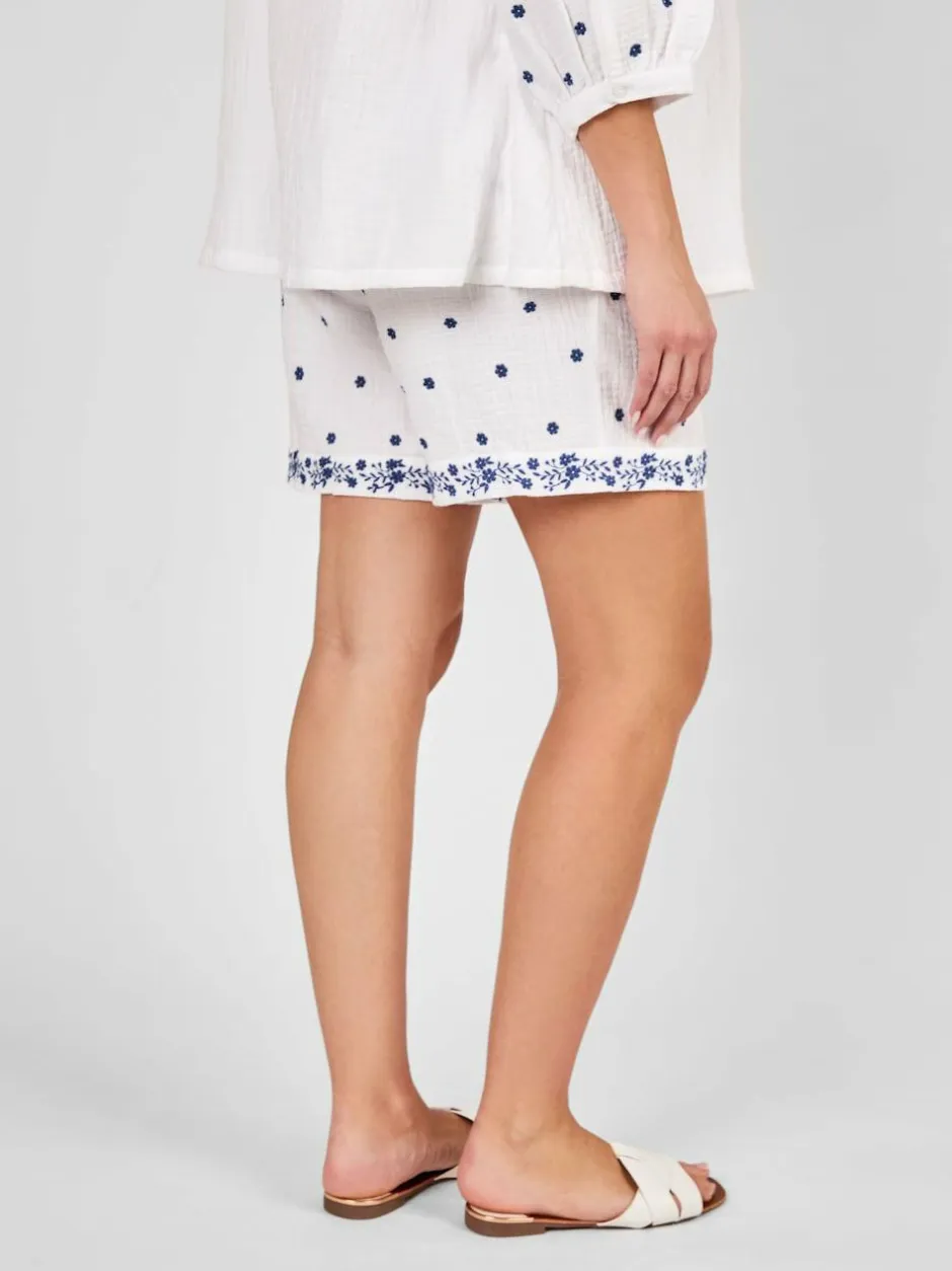 Jojo Maman Bébé White Maternity Embroidered Shorts Best