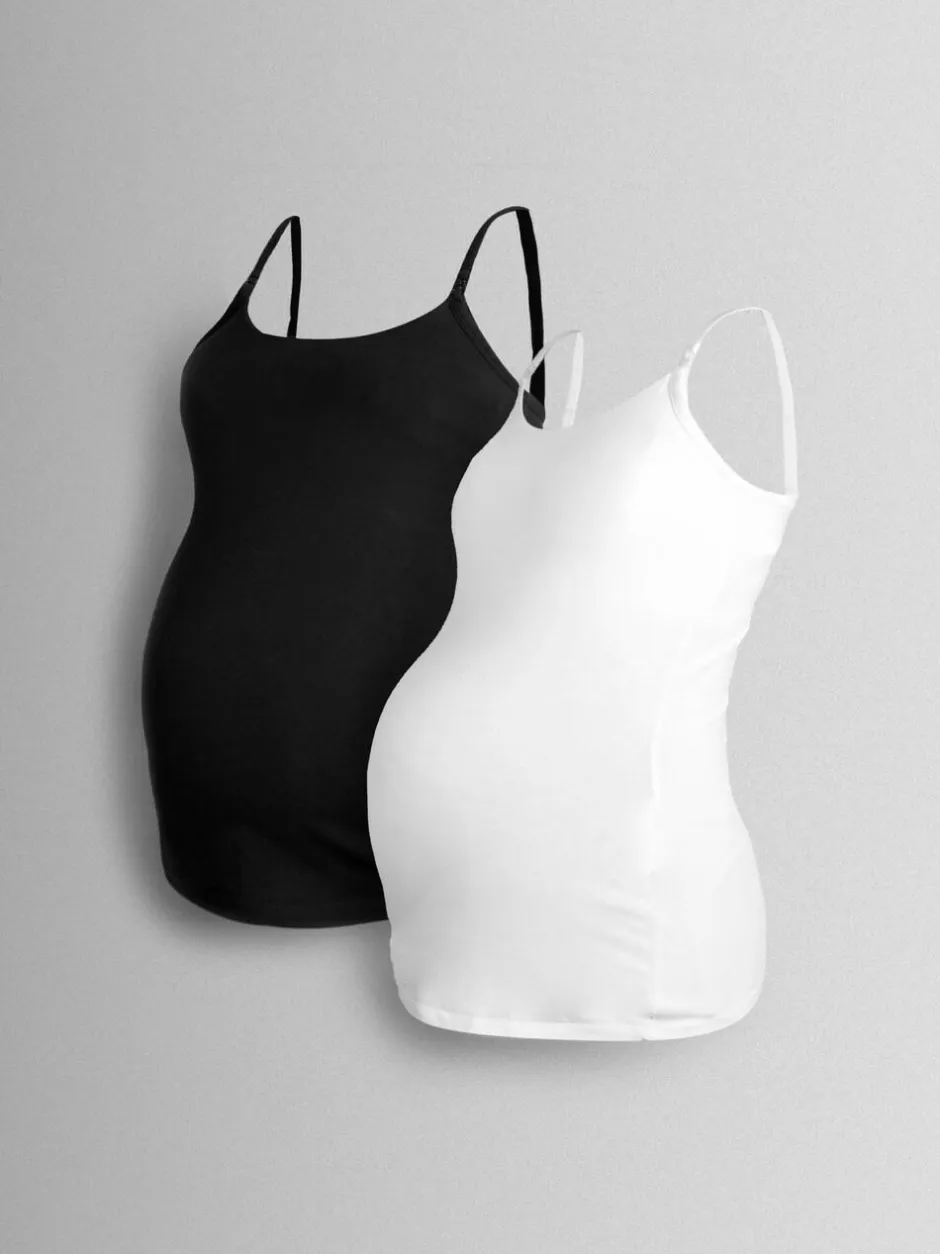 Jojo Maman Bébé 2-Pack Maternity & Nursing Vest Tops White New