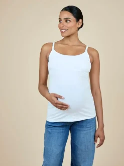 Jojo Maman Bébé 2-Pack Maternity & Nursing Vest Tops White New