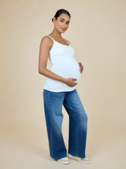 Jojo Maman Bébé 2-Pack Maternity & Nursing Vest Tops White New