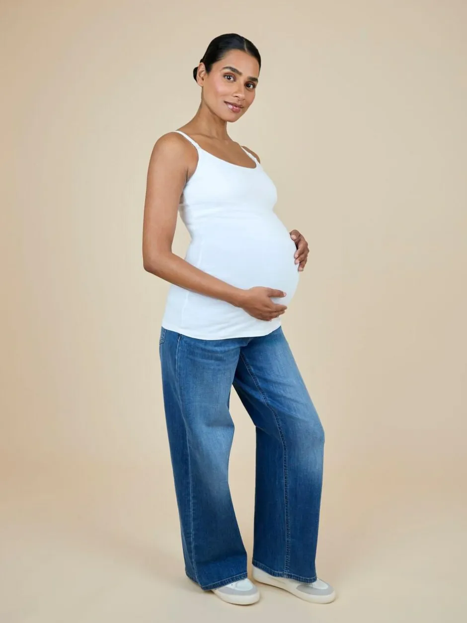 Jojo Maman Bébé 2-Pack Maternity & Nursing Vest Tops White New