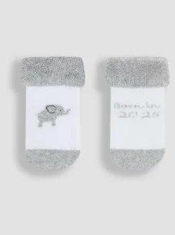 Jojo Maman Bébé White 2-Pack Born In 2025 Baby Socks