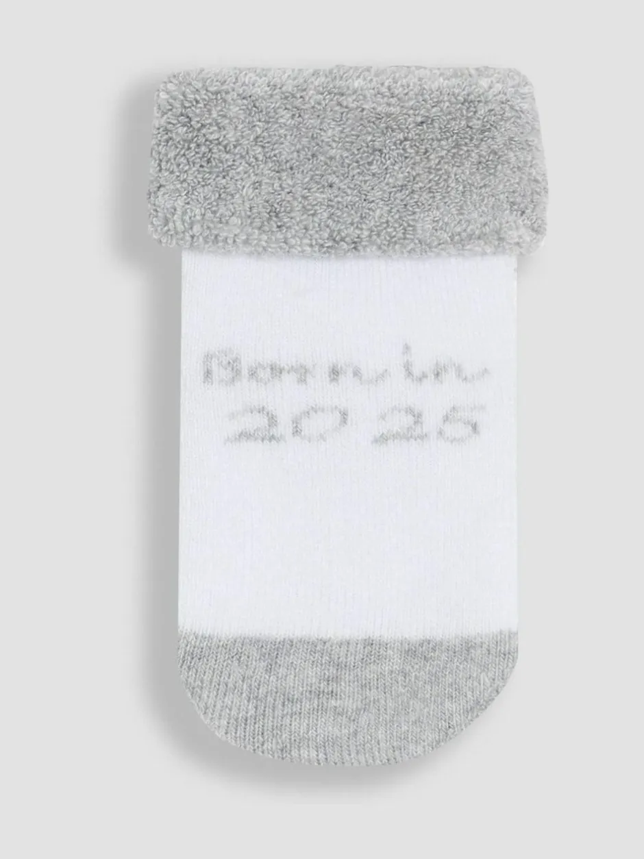 Jojo Maman Bébé White 2-Pack Born In 2025 Baby Socks