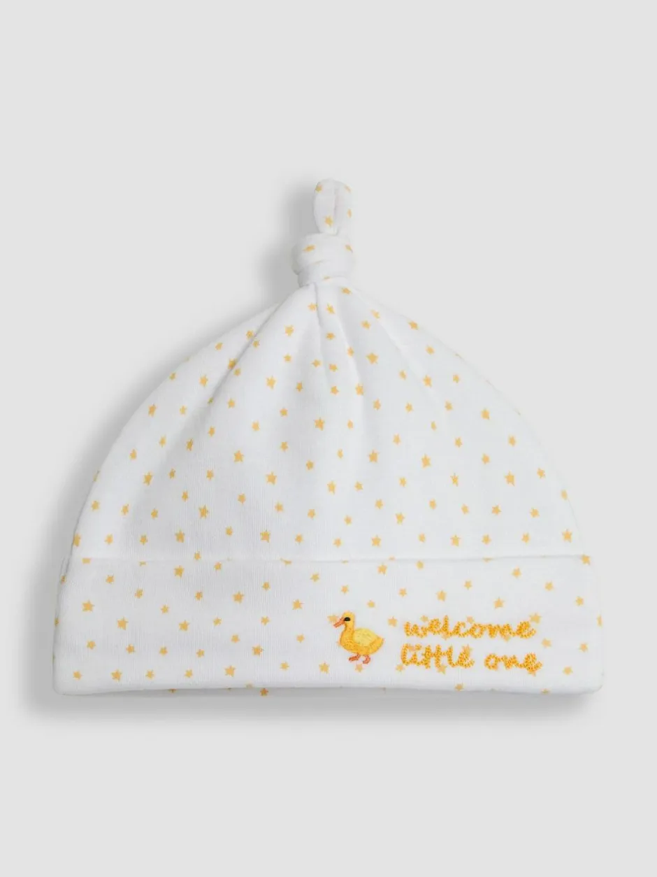 Jojo Maman Bébé White Welcome Little One Hat New