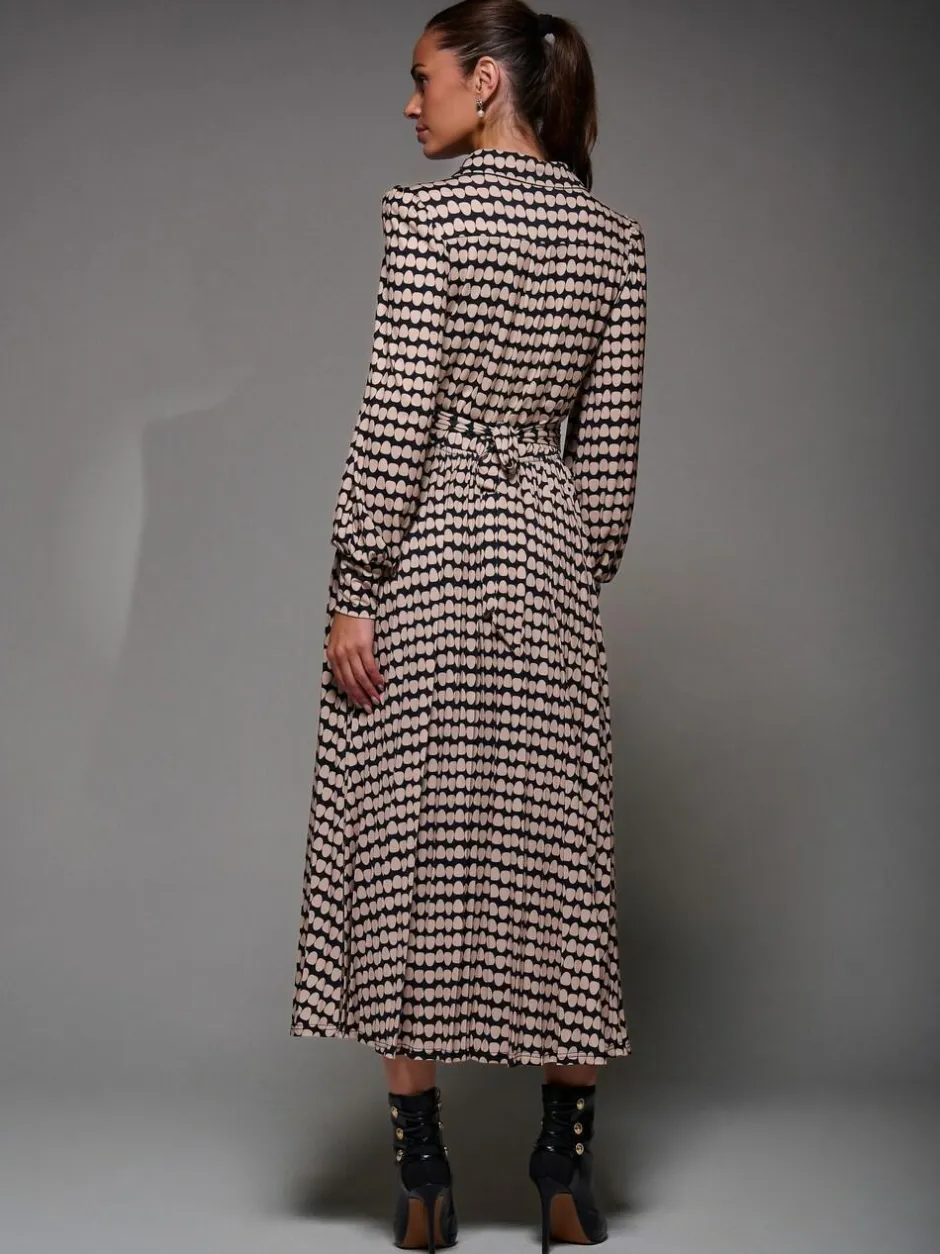 Jolie Moi Long Sleeve Pleated Jersey Maxi Dress Black New