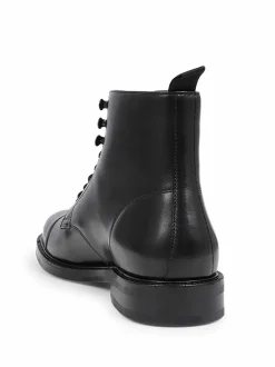 Jones Bootmaker Finch Leather Lace-Up Boots Black New