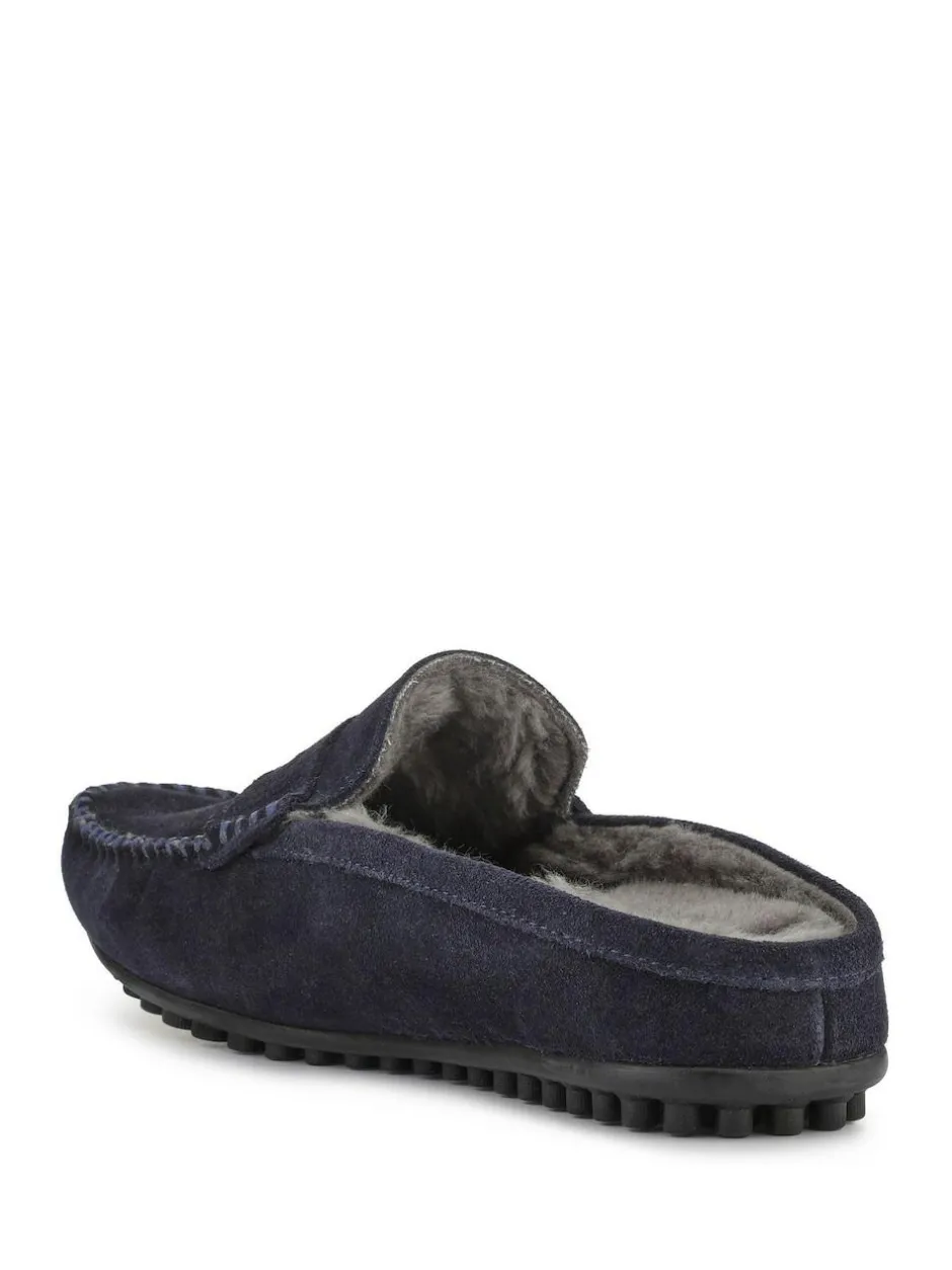 Jones Bootmaker Zap Leather Mule Slippers Blue Discount