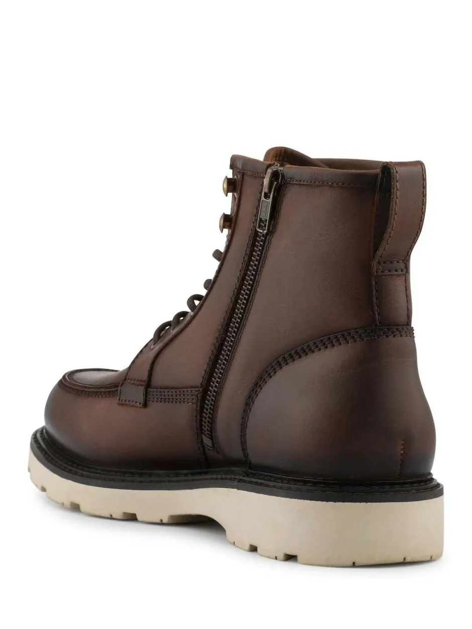 Jones Bootmaker Essex Chunky Leather Boots Brown New