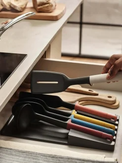 Joseph Joseph 5 Piece Black Elevate Utensil Set With In-Drawer Tray Hot