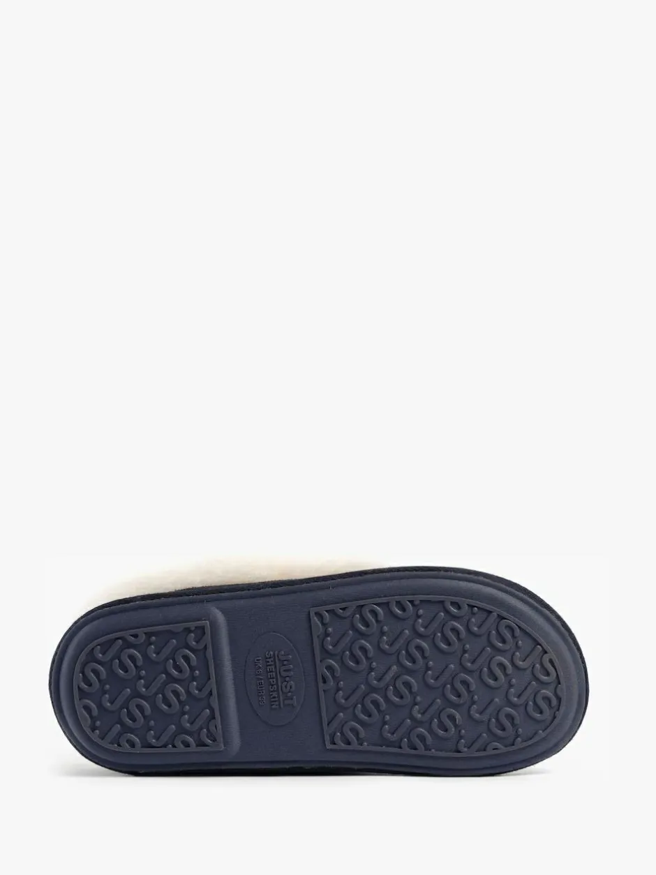 Just Sheepskin Ladies Classic Sheepskin Slipper Blue Sale