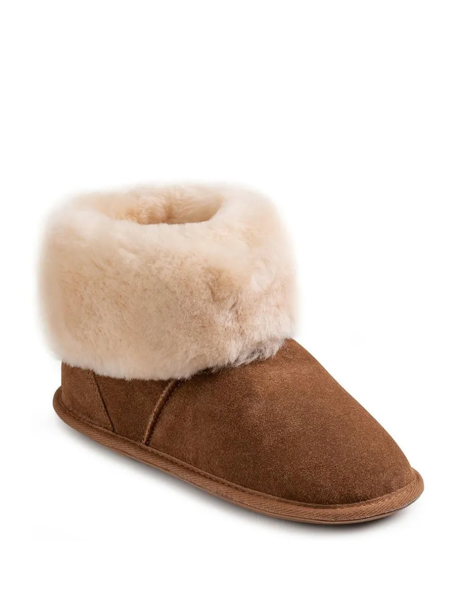 Just Sheepskin Ladies Albery Sheepskin Slipper Brown Light Clearance