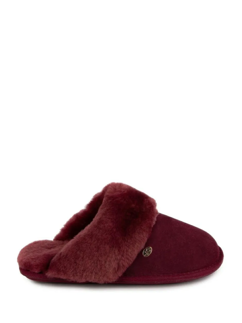 Just Sheepskin Ladies Duchess Sheepskin Slipper Red New