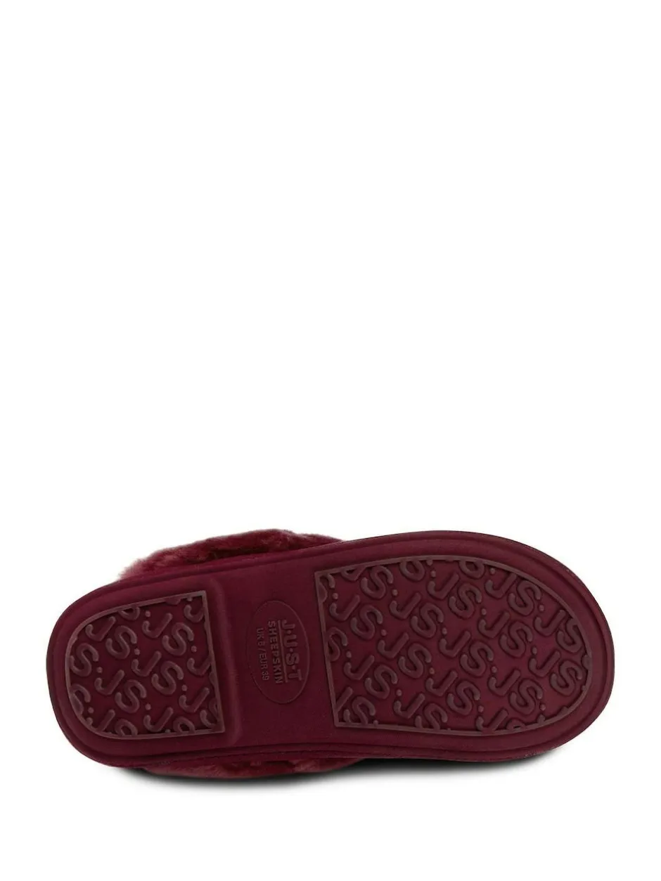 Just Sheepskin Ladies Duchess Sheepskin Slipper Red New