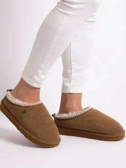 Just Sheepskin Ladies Erin Sheepskin Slippers Brown Discount