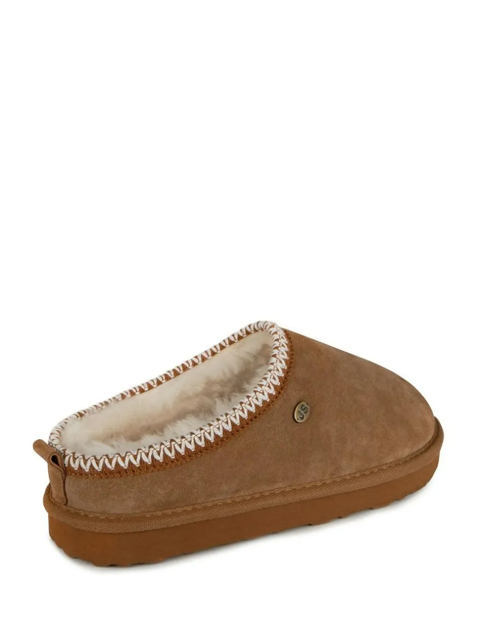 Just Sheepskin Ladies Erin Sheepskin Slippers Brown Discount