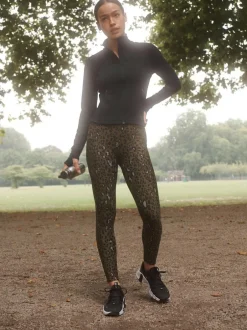 Next Outdoor Fleece Lined Warm Handle Leggings Khaki Animal Print Sale