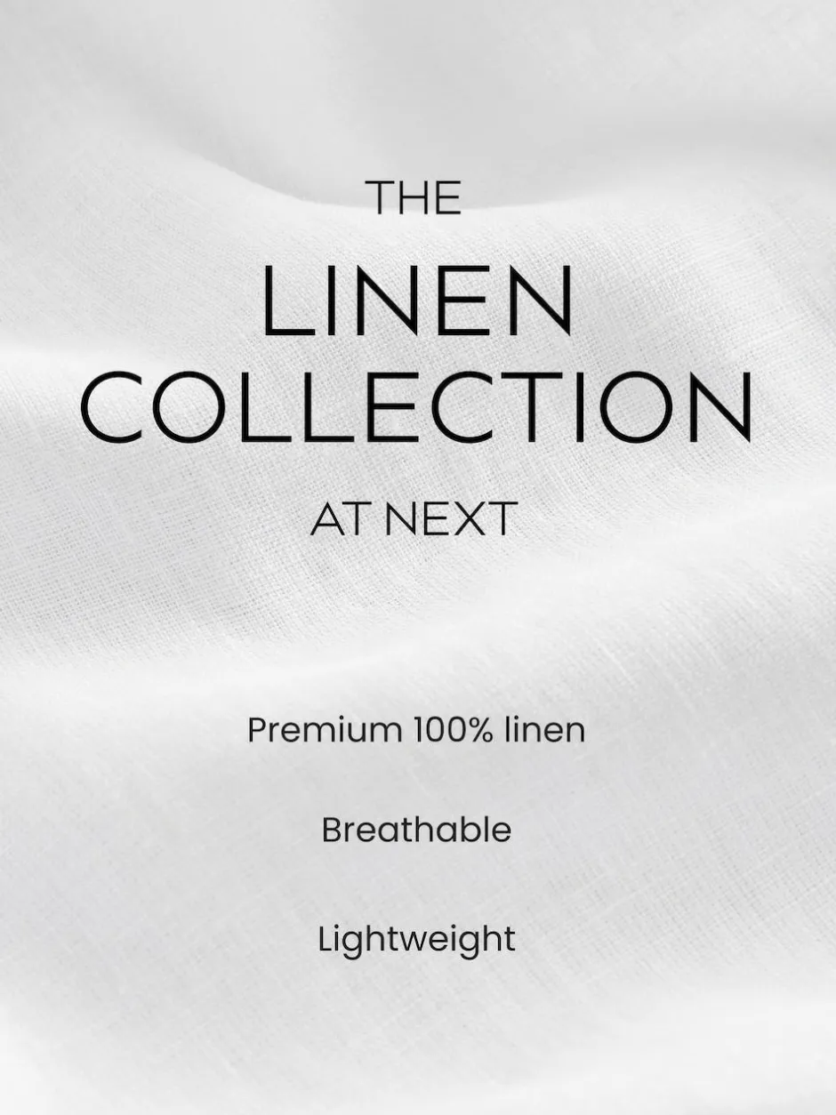 Next Khaki Green 100% Linen Premium Wide Leg Trousers Discount