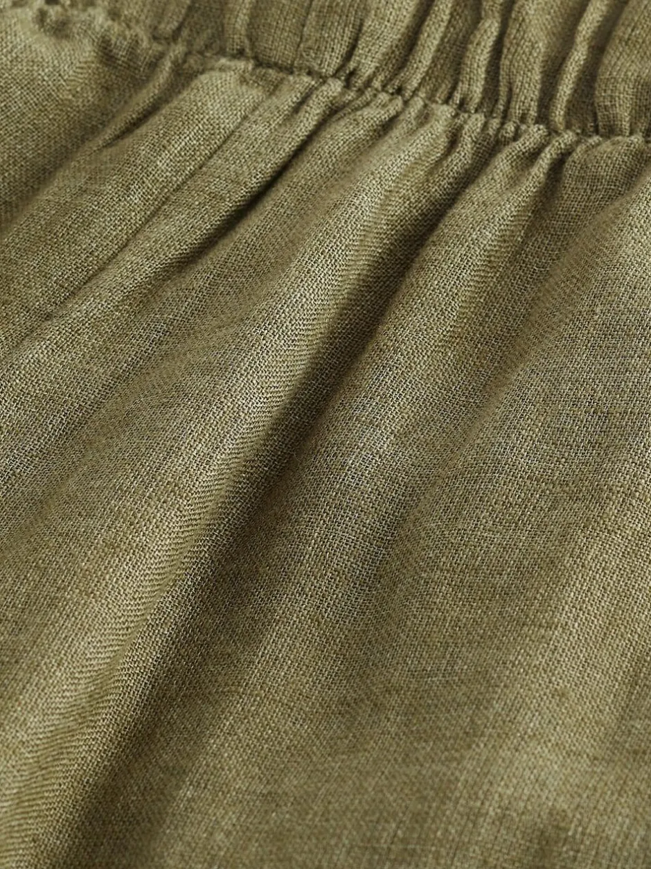 Next Khaki Green 100% Linen Premium Wide Leg Trousers Discount