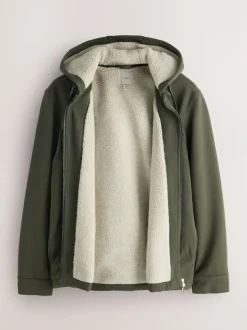 Next Hooded Borg Fleece Lined Shacket Khaki Green Hot