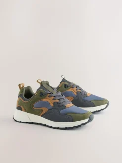 Next Khaki Green Multipanel Trainers Hot