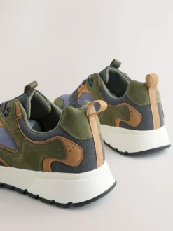 Next Khaki Green Multipanel Trainers Hot