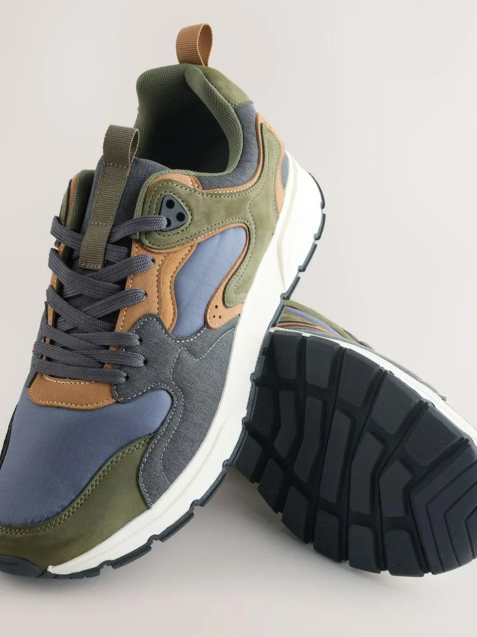 Next Khaki Green Multipanel Trainers Hot