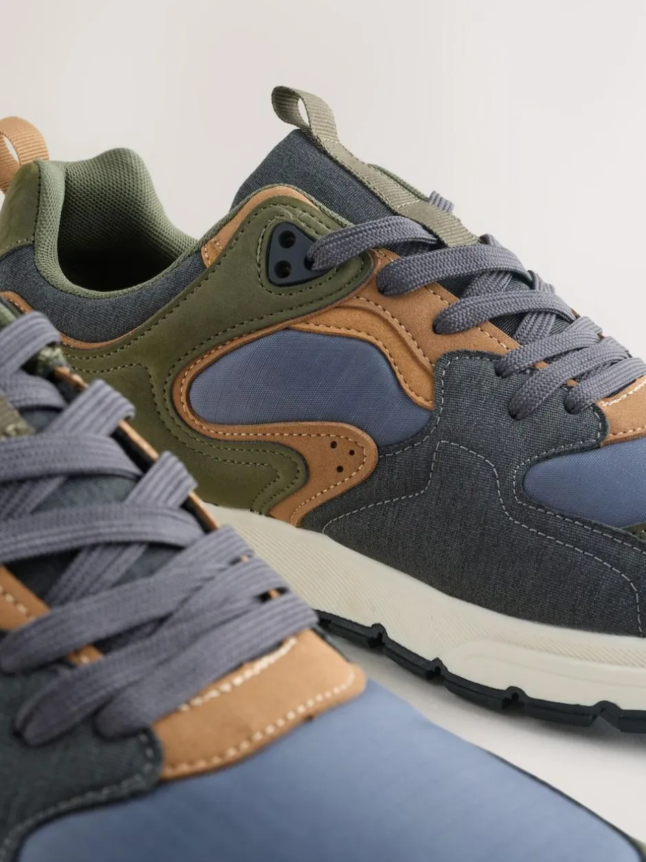 Next Khaki Green Multipanel Trainers Hot