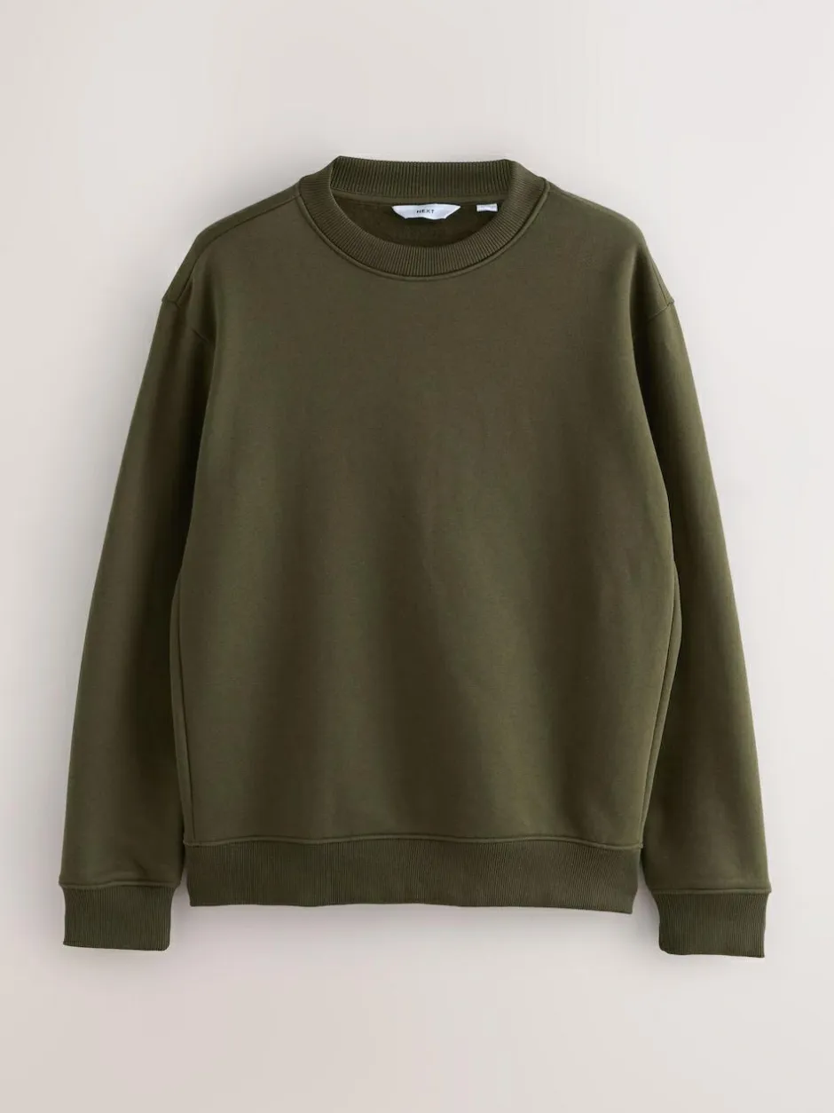 Next Khaki Green Regular Fit Heavyweight Cotton Rich Crew Neck Sweatshirt Best