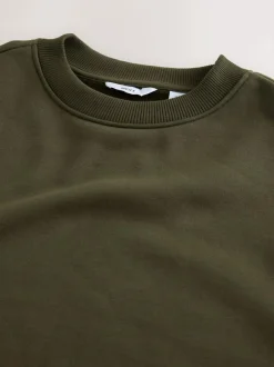 Next Khaki Green Regular Fit Heavyweight Cotton Rich Crew Neck Sweatshirt Best