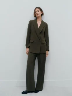 Next Khaki Green Relaxed Crosshatch Blazer Outlet