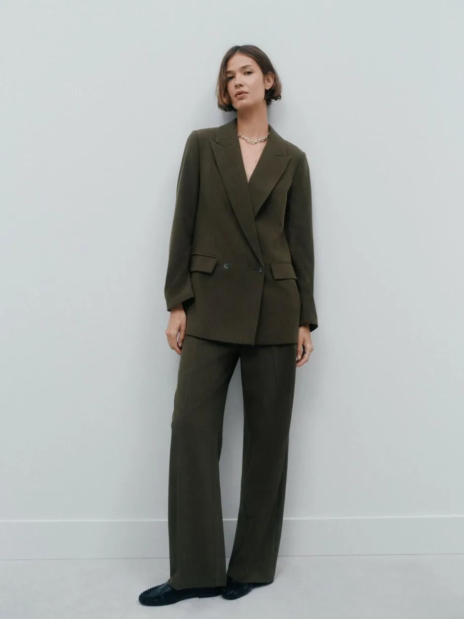 Next Khaki Green Relaxed Crosshatch Blazer Outlet