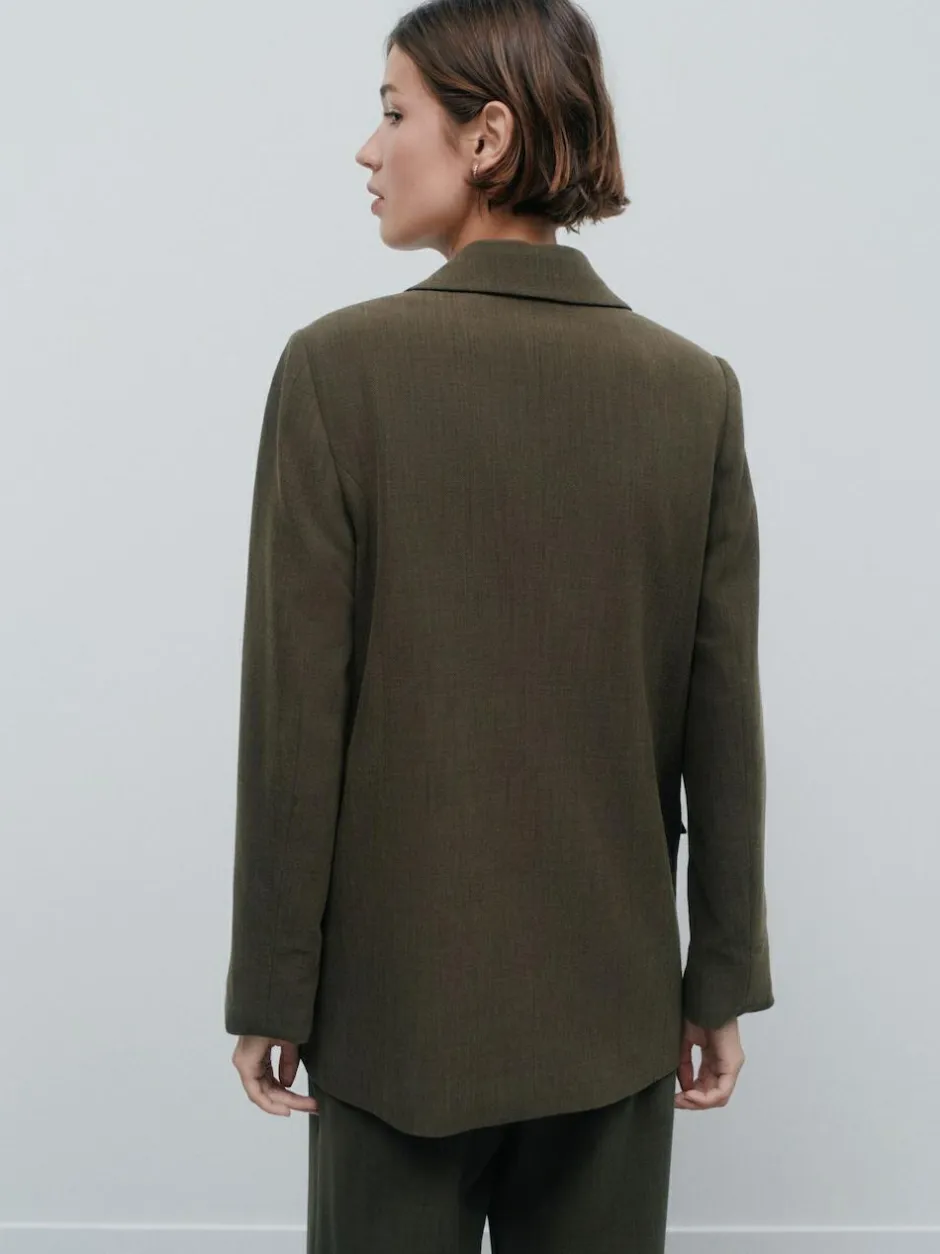 Next Khaki Green Relaxed Crosshatch Blazer Outlet