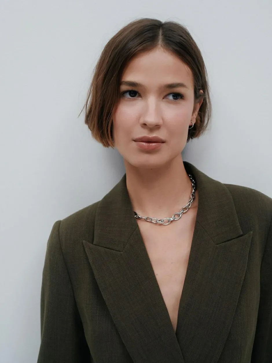 Next Khaki Green Relaxed Crosshatch Blazer Outlet