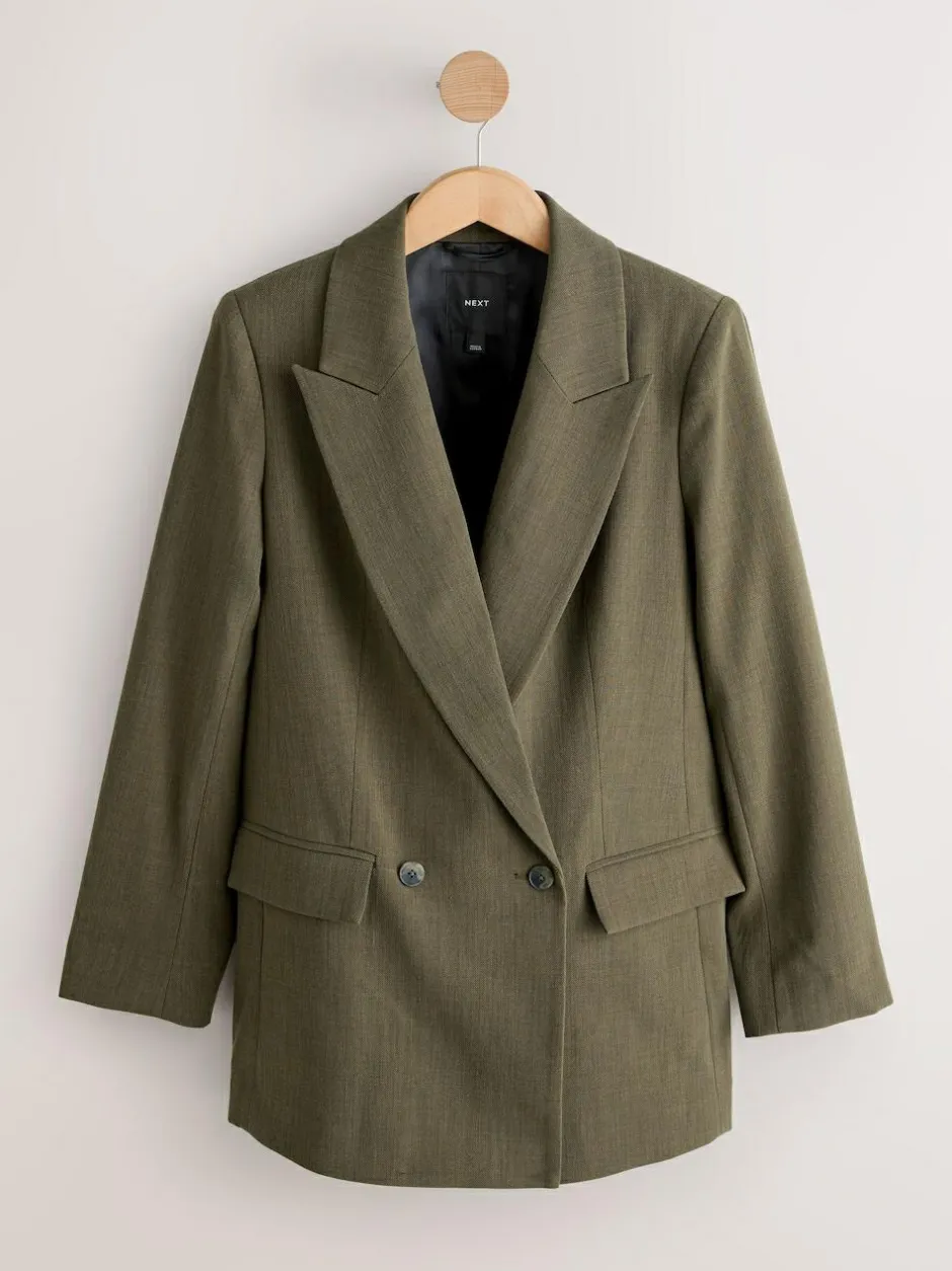 Next Khaki Green Relaxed Crosshatch Blazer Outlet