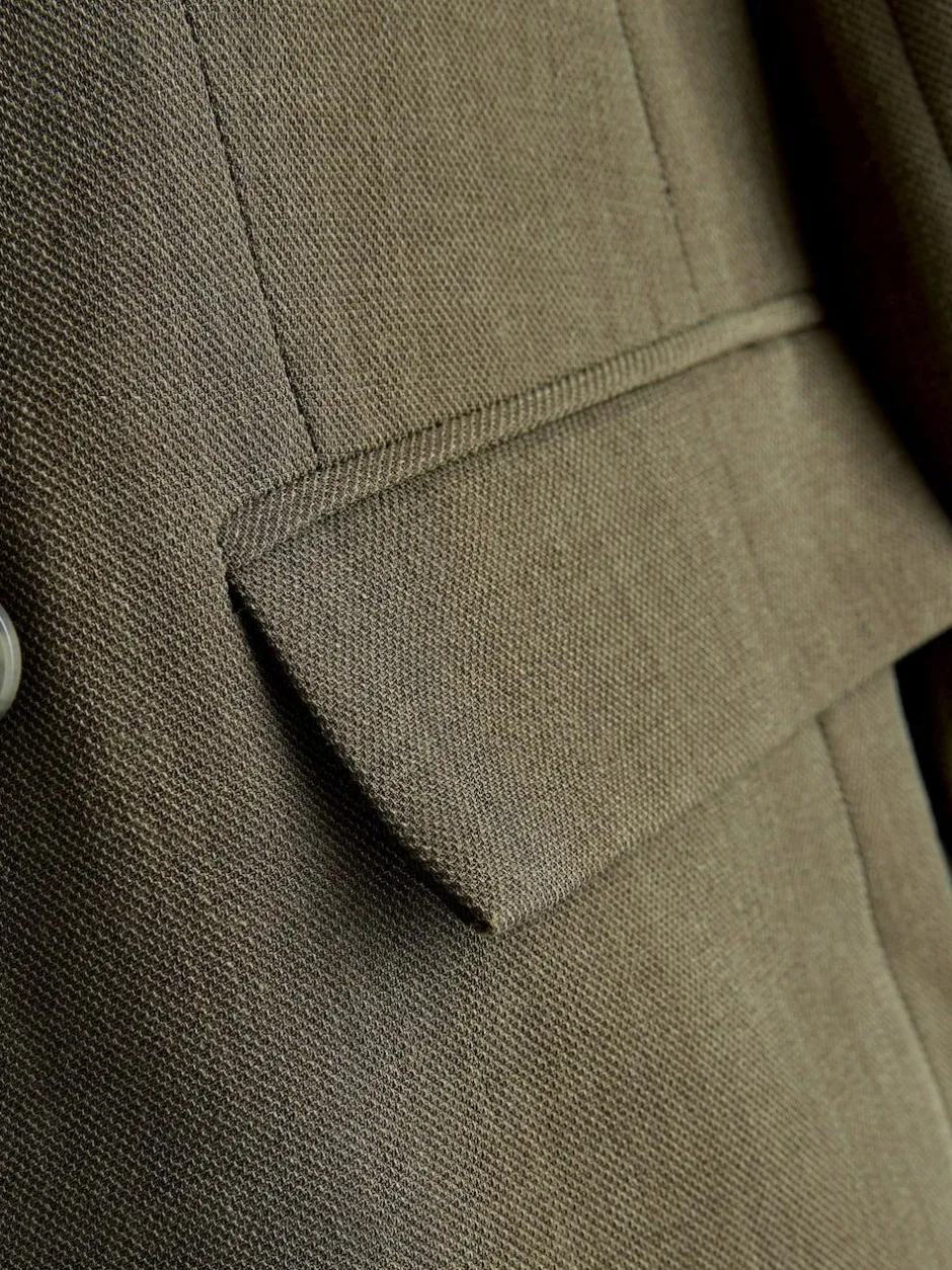 Next Khaki Green Relaxed Crosshatch Blazer Outlet